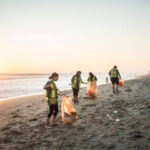 Recyclers cleaning the beach